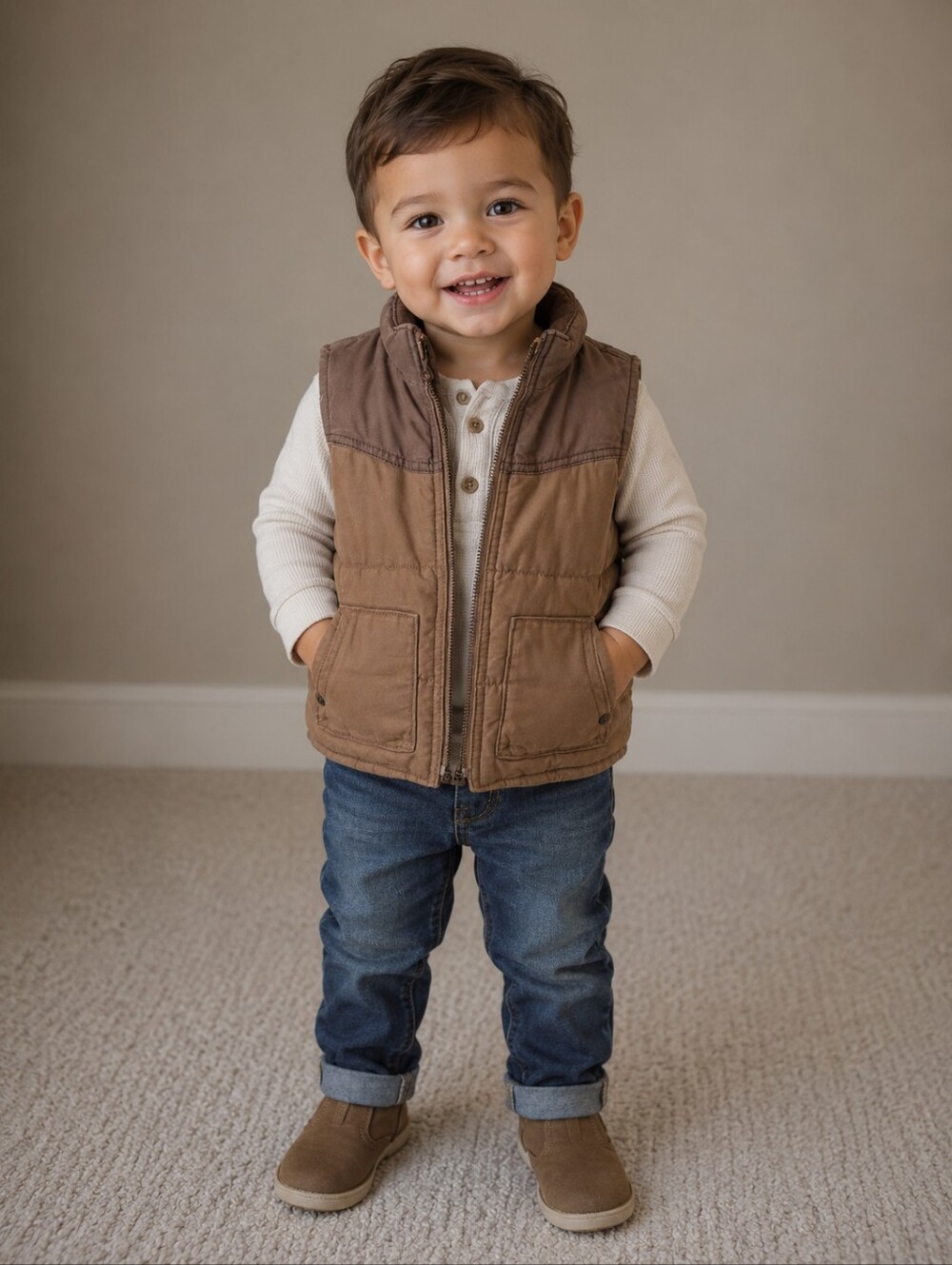 Vintage Baby Gap 1989 Heritage Canvas Puffer Vest Two Tone Brown Gorpcore 3T